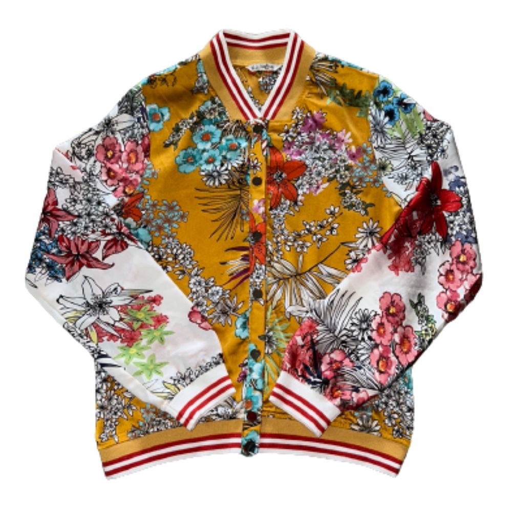 Grifflin Paris floral button up satin feel jacket size S